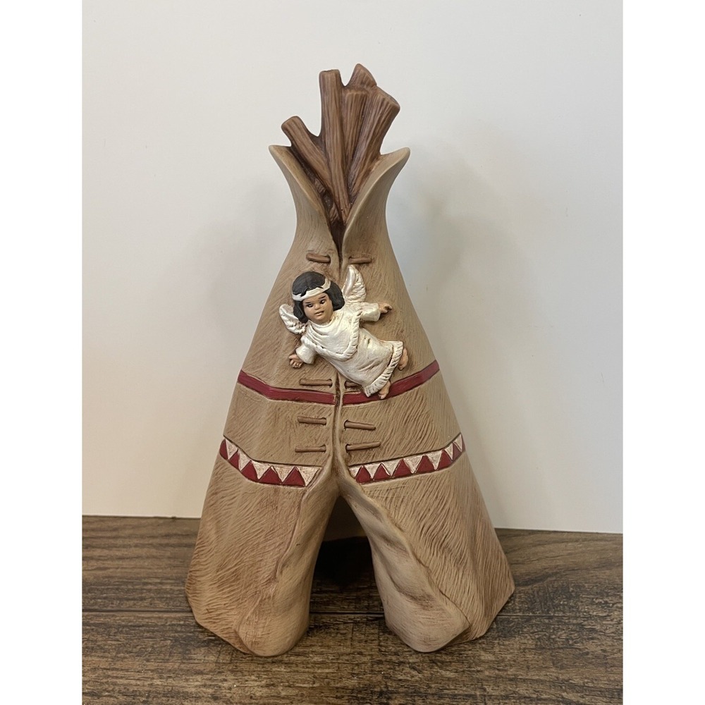 House of Lloyd Native American Replacement 8" Teepee With Angel Ceramic Statue